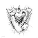 heart with the effect of torn skin inside the Ukrainian trident tattoo design idea