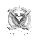 heart with the effect of torn skin inside the Ukrainian trident tattoo design idea