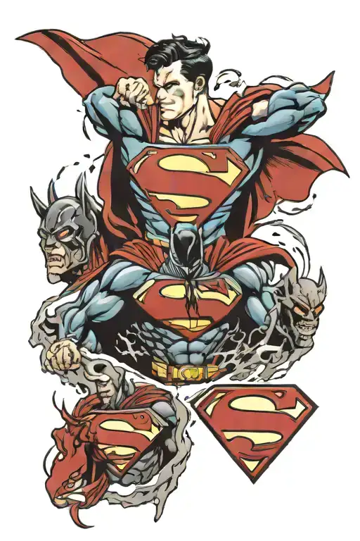 superman batman spiderman rip tear tattoo design idea
