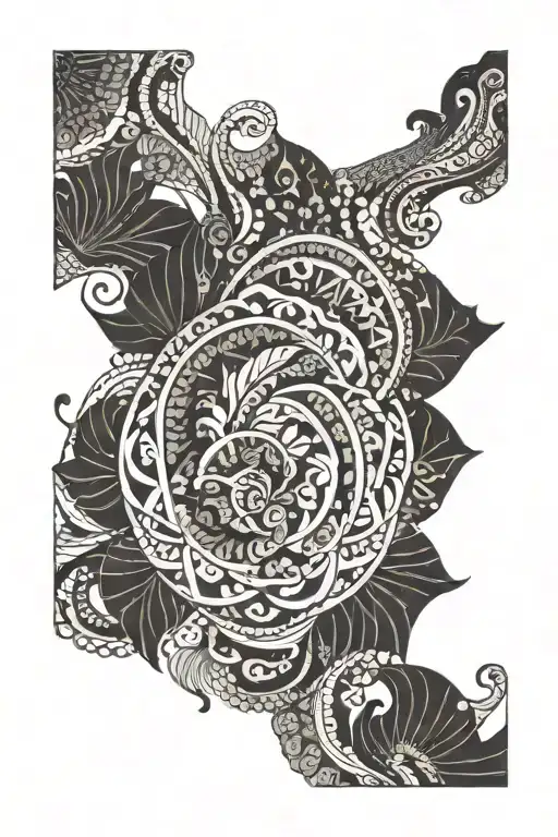 geometric paisley pattern tattoo design idea