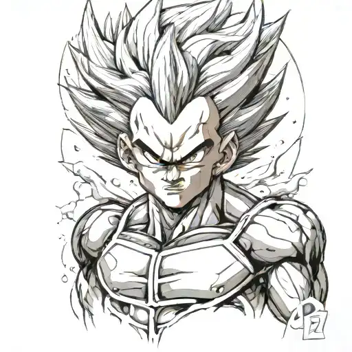 micro realism vegeta dragon ball z tattoo design idea