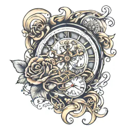clock and infinity symbol incorporated tattoo design idea