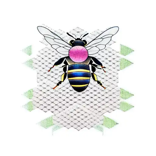 Honey Bee with honeycomb background tattoo design idea