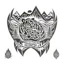 bear paw with mountains tattoo design idea