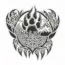 bear paw with mountains tattoo design idea