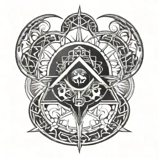 cyber sigilism omega symbol tattoo design idea