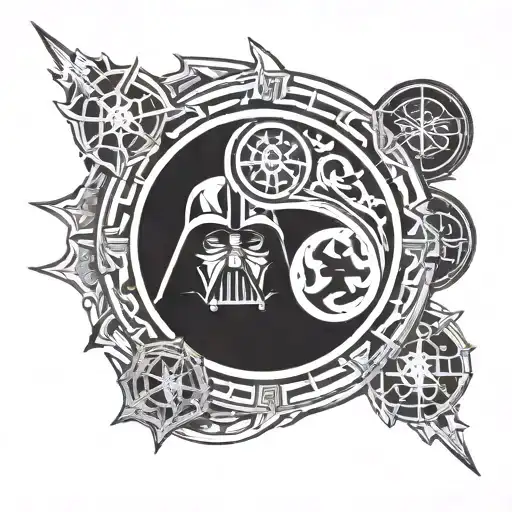 star wars sith and jedi logo yin and yang symbol intertwined tattoo design idea