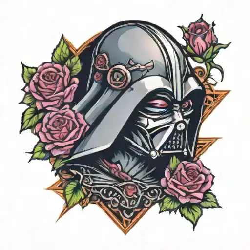 star wars sith completely surrounded by roses tattoo design idea