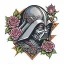 star wars sith completely surrounded by roses tattoo design idea