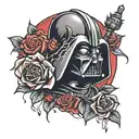 star wars sith completely surrounded by roses tattoo design idea