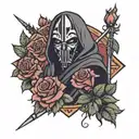 star wars sith completely surrounded by roses tattoo design idea