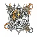 star wars sith and jedi logo yin and yang symbol intertwined tattoo design idea