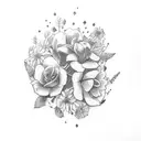march, april, may, june, august,september and november birth flowers tattoo design idea