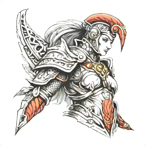 Athena From God Of War armor Game  tattoo design idea