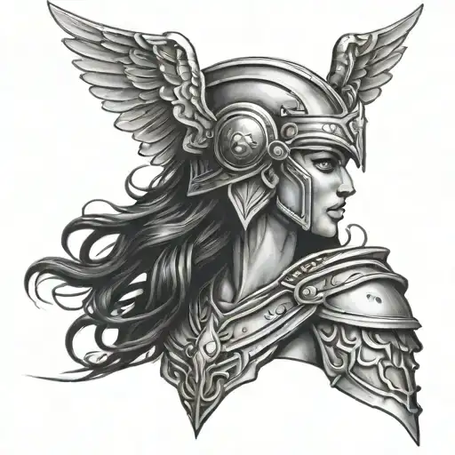 ATHENA GODDESS OF WAR ARMOR tattoo design idea