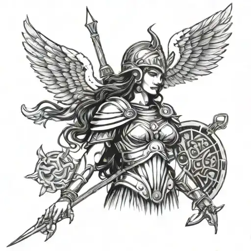 ATHENA GODDESS OF WAR ARMOR tattoo design idea