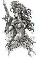 ATHENA GODDESS OF WAR ARMOR tattoo design idea