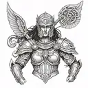 ATHENA GODDESS OF WAR ARMOR tattoo design idea