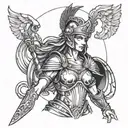 ATHENA GODDESS OF WAR ARMOR tattoo design idea