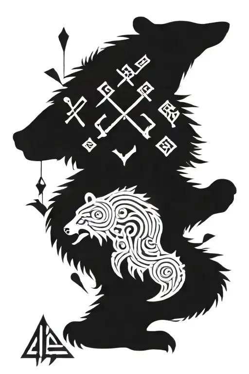 bear nordic runes tattoo design idea