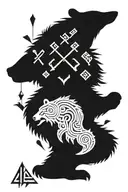 bear nordic runes tattoo design idea