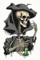skeleton hacker while programming code tattoo design idea