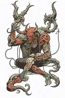 demon programmer while coding  tattoo design idea