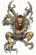 demon programmer while coding  tattoo design idea