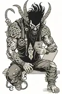 demon programmer while coding funny tattoo design idea