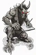 demon programmer while coding funny tattoo design idea