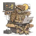Owl programmer while coding  tattoo design idea