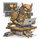 Owl programmer while coding  tattoo design idea