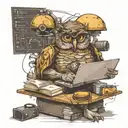 Owl programmer while coding  tattoo design idea