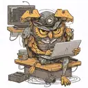 Owl programmer while coding  tattoo design idea