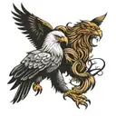  an eagle and a lion standing tattoo design idea