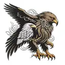  an eagle and a lion standing tattoo design idea