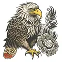  an eagle and a lion standing tattoo design idea