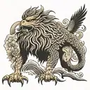  an eagle and a lion standing tattoo design idea