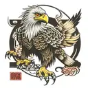  an eagle and a lion standing tattoo design idea