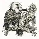  an eagle and a lion standing tattoo design idea