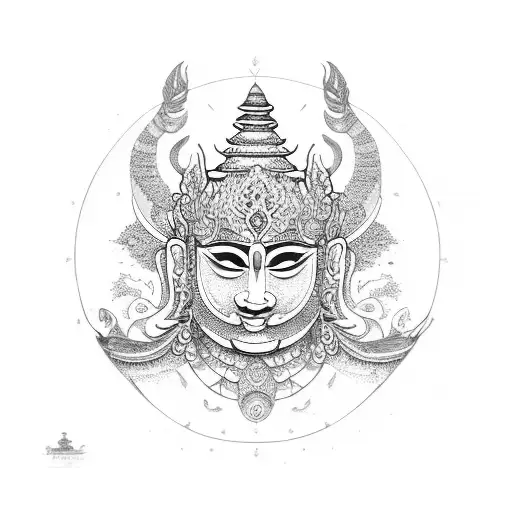 Bali statue gili tattoo design idea