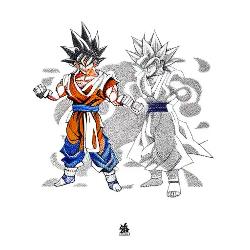 goku holding gohan tattoo design idea