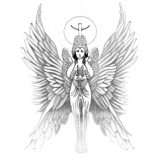 Kneeling angel weeping tattoo design idea