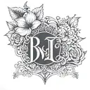 A blackwork tattoo of a BTS logo with intricate floral patterns incorporated into the design tattoo design idea
