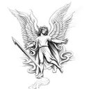 St Michael Angel killing a demon tattoo design idea