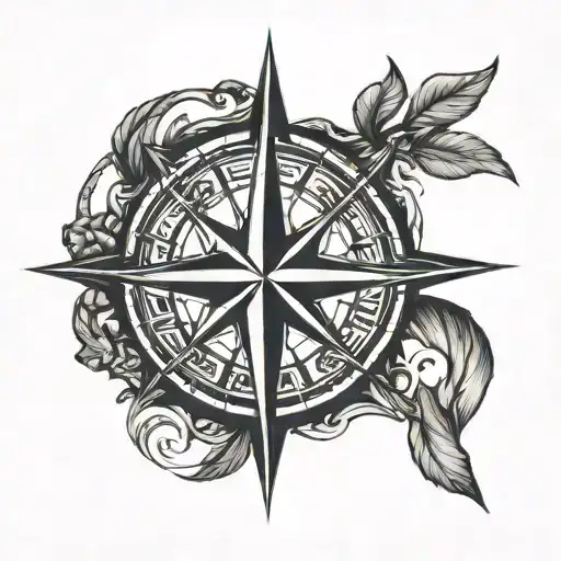 A minimalistic compass rose tattoo symbolizing your passion for being a seaman tattoo design idea
