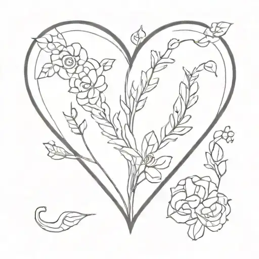 v & a in a heart shape inside tattoo design idea