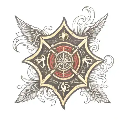 firefighter pastor christian cross with majestic tattoo design idea