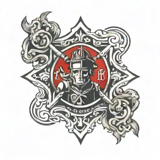 firefighter pastor christian cross with majestic tattoo design idea