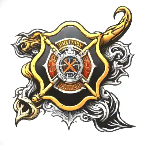 firefighter pastor christian cross with majestic tattoo design idea